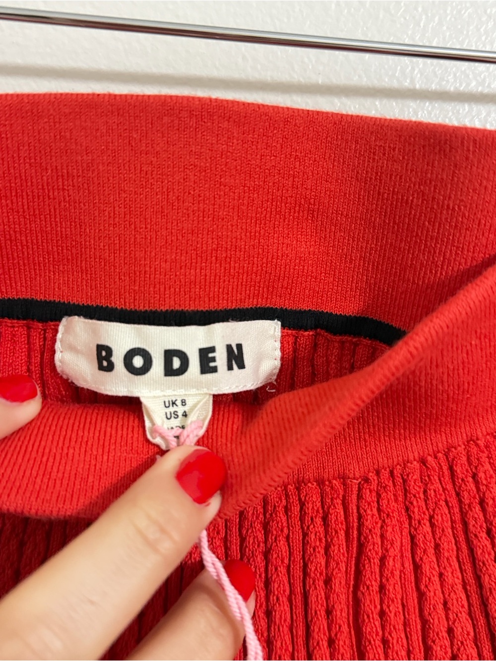 BODEN Knitted Pointelle Preppy Casual Comfy Skirt In Tomato Size M - Picture 9 of 10